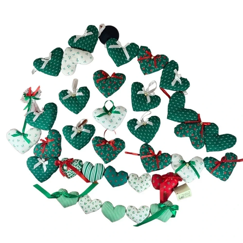 Vintage 90s Handmade Christmas Holiday Love Heart | Lot of - 16 ornaments
